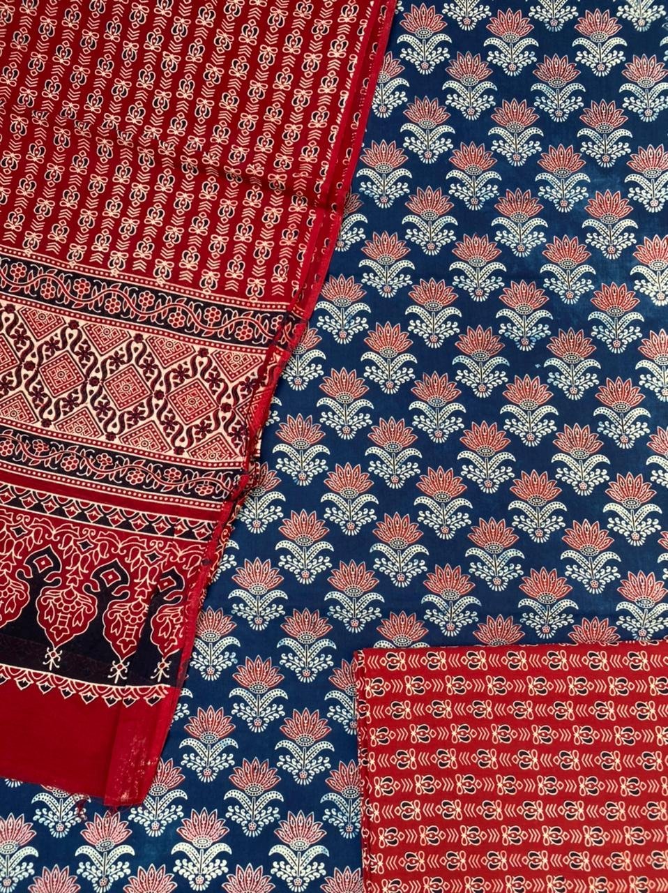 Rayon Ajrakh Print Dress Material, Multicolour at Rs 450/piece in Jetpur